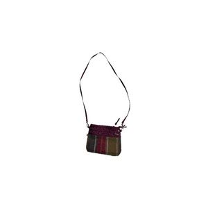🆕 Earth Squared Handmade Purple Satin & Multicoloured Tartan Felt Crossbody Bag
